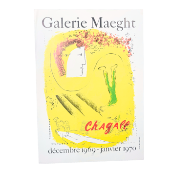 Litografisk utställningsaffisch av Marc Chagall, Galerie Maeght,-1969, 52 x 74 cm