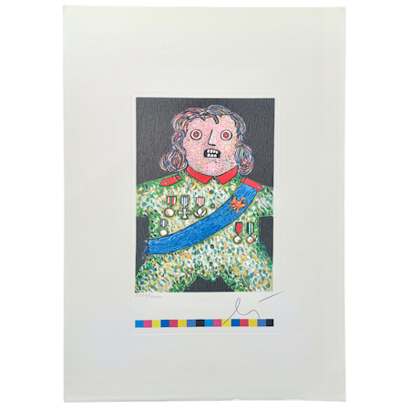 Enrico Baj "Der kleine General" Litografi, numrerad, signerad -1982. 30x42 cm