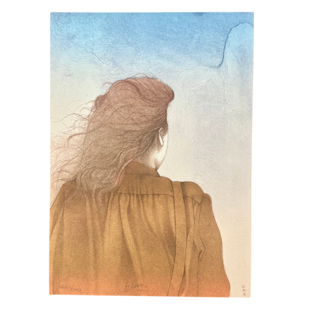 Bruno Bruni, "Solitudine" Litografi, numrerad, signerad -1982. 30x42 cm