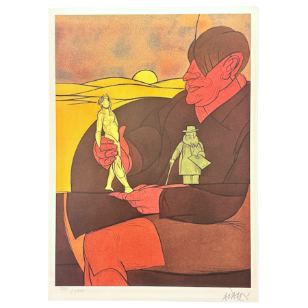 Valerio Adami, "Statuette" Litografi, numrerad, signerad -1982. 30x42 cm