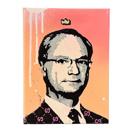 Mike Blomqvist "Carl Gucci", Blandteknik på duk. 17,5x23,5 cm 9/9
