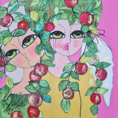 'Love life II' - Akryl på duk av Hanna Ekegren. , 100x100 cm