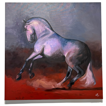 "Ökenros" olja på duk av Elin Östberg. 100x100 cm.