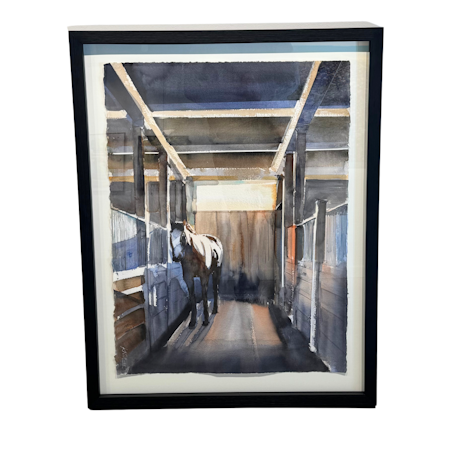"Stallet" akvarell av Kalle Nilsson. 72x92 cm.