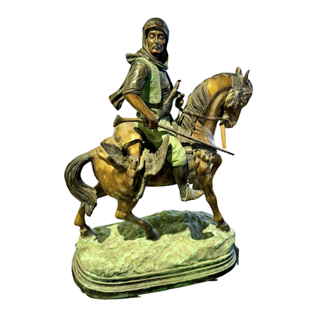 “Arab on horseback” Bronsskulptur av Antoine Barye (Efter). Höjd 63 cm