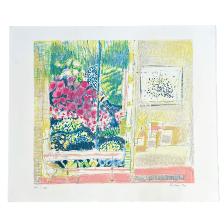 "Fönsterbild", litografi av Gustav Bolin (1920-1999), 72x60,5 cm.