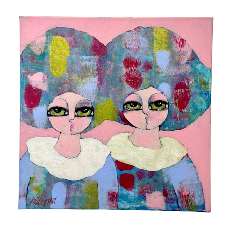 Lucky me, blandteknik på duk av Hanna Ekegren, 50x50 cm