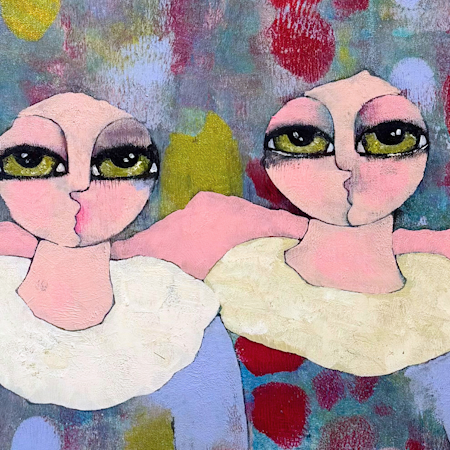 Lucky me, blandteknik på duk av Hanna Ekegren, 50x50 cm