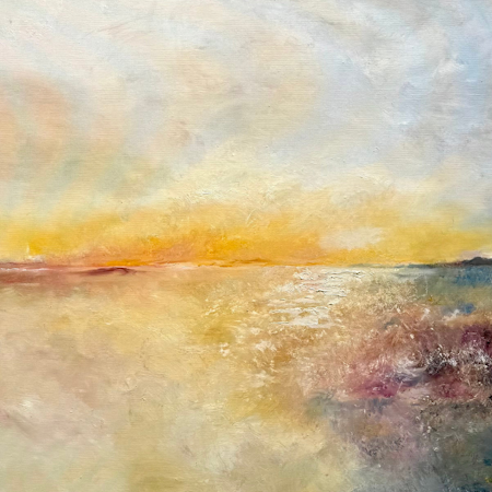 A magical night, olja på duk av Lo Fehrling, 123x123 cm