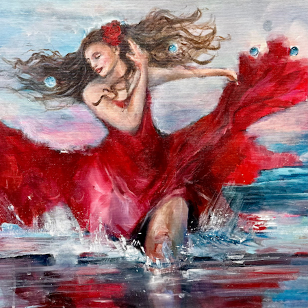 Sommar, akryl på duk av Anna Lena Johansson, 60x60 cm