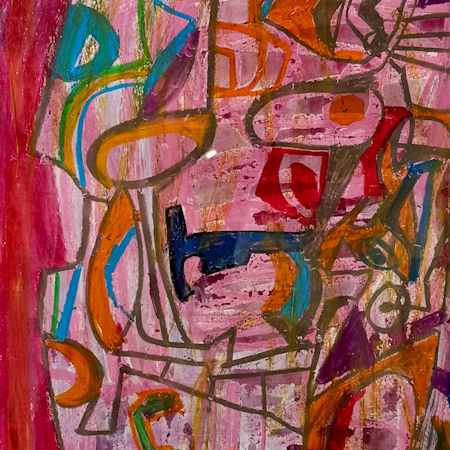 Ingen titel, akvarell/pastell på duk av Mauritz Karström, 53x71 cm