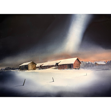 Inåt land, akvarell av Kalle Nilsson, 123x93 cm