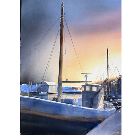 Smögen, akvarell av Kalle Nilsson, 93x73 cm