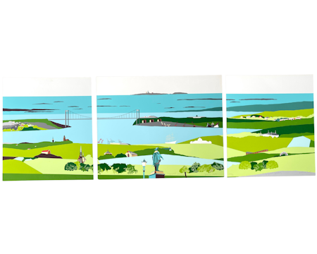 Magnificent Göteborg, färglitografi (triptyk) av Franco Costa, ca 180x50 cm