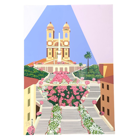 Trinità dei monti, Färgserigrafi av Franco Costa, 69x99 cm