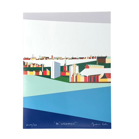 Oh! Copenaghen!, Färgserigrafi (triptyk) av Franco Costa, ca 180x80 cm