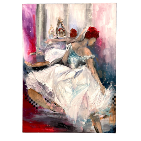 Ballet drömmar i Diego-stil, akryl på duk av Anna-Lena Johansson, 65x90 cm