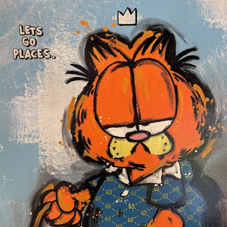 Let’s go places, Blandteknik på duk av Mike Blomqvist, 83x63 cm