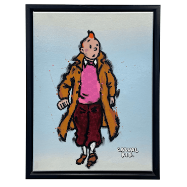 Casual kid (Pink), Blandteknik på duk av Mike Blomqvist, 33x43 cm