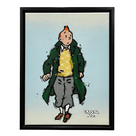 Casual kid (Yellow), Blandteknik på duk av Mike Blomqvist, 33x43 cm