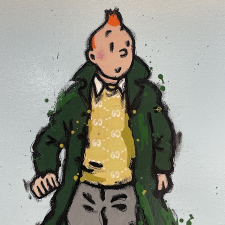 Casual kid (Yellow), Blandteknik på duk av Mike Blomqvist, 33x43 cm
