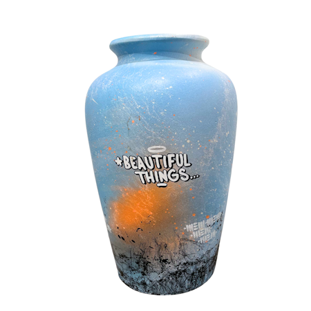 Beautiful things, Handmålad vas av Mike Blomqvist, Höjd 43 cm