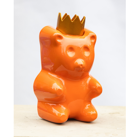 Candy King Tangerine, Skulptur, gjuten, handmålad av Adam Ström. 18 x 18 cm. Del av serien Candy King