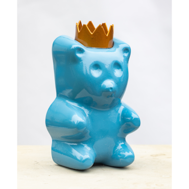 Candy King Azure, Skulptur, gjuten, handmålad av Adam Ström. 18 x 15 cm. Del av serien Candy King