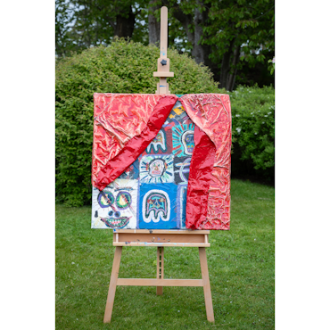 Family business, Mixed media av Adam Ström. 80 x 80 cm. Tavla, del av serien Wrapped