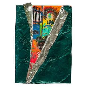 Animal King, Mixed media av Adam Ström. 73 x 50 cm. Tavla, del av serien Wrapped