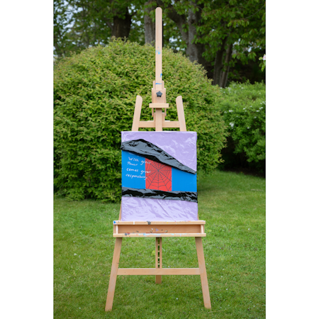 Spidy, Mixed media av Adam Ström. 56 x 47 cm. Tavla, del av serien Wrapped