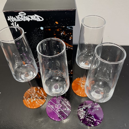 Cava glasses/set of four, Handmålat av Mike Blomqvist, Höjd 25 cm