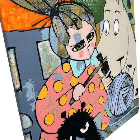 Partners in Crime, Akryl på duk av Hanna Ekegren, 50x50 cm