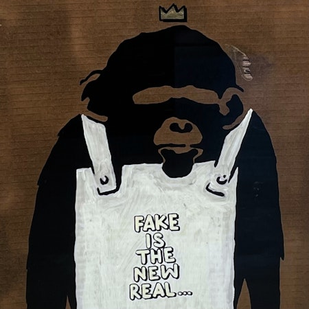 Fake is the New Real, Blandteknik på kartong av Mike Blomqvist, 63x88 cm