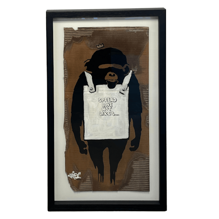 Spread Love Not Likes, Blandteknik på kartong av Mike Blomqvist, 51x88 cm