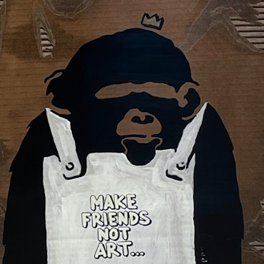 Make Friends Not Art, Blandteknik på kartong av Mike Blomqvist, 51x88 cm