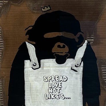 Spread Love Not Likes, Blandteknik på kartong av Mike Blomqvist, 51x88 cm