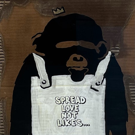 Spread Love Not Likes, Blandteknik på kartong av Mike Blomqvist, 51x88 cm