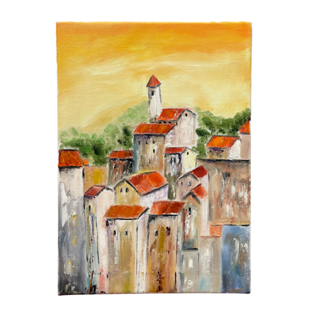Our house, Olja på duk av Lasse Kronér, 30x42 cm