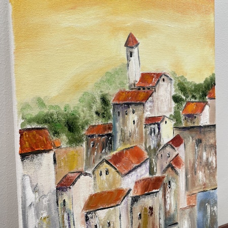 Our house, Olja på duk av Lasse Kronér, 30x42 cm