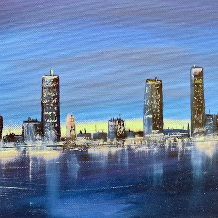 In a New York Minute, Olja på duk av Lasse Kronér, 40x30 cm