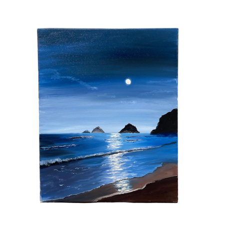 The moon, the harsh mistress, Olja på duk av Lasse Kronér, 40x50 cm