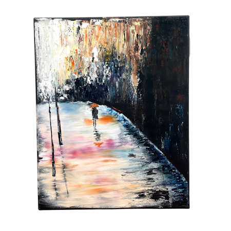 Shinkansen, Olja på duk av Lasse Kronér, 40x50 cm