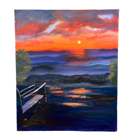 On the Roof, Olja på duk av Lasse Kronér, 46x55 cm