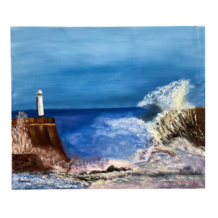 Lonely Lighthouse, Olja på duk av Lasse Kronér, 65x54 cm
