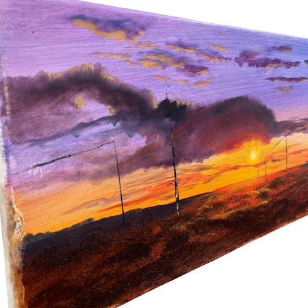 Don't Let the Sun Go Down, Olja på duk av Lasse Kronér, 50x20 cm