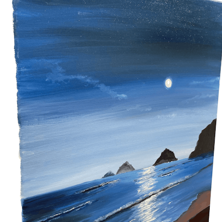 The moon, the harsh mistress, Olja på duk av Lasse Kronér, 40x50 cm