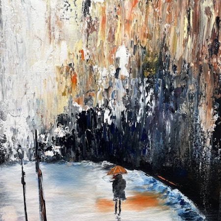 Shinkansen, Olja på duk av Lasse Kronér, 40x50 cm