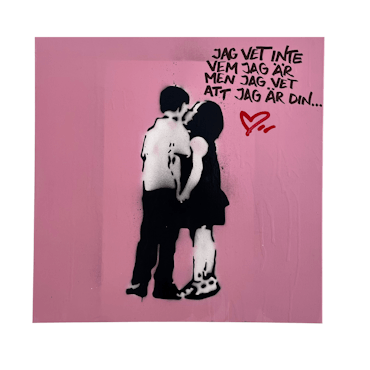 Jag vet inte vem jag är..., Blandteknik på duk av Hellstrom Street Art, 60x60 cm