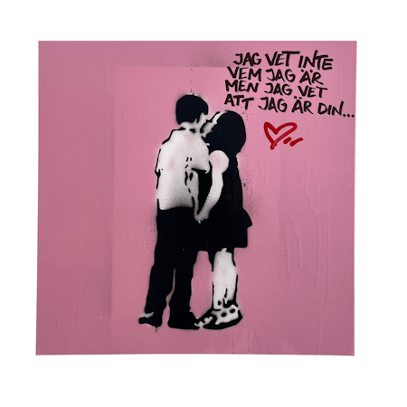 Jag vet inte vem jag är..., Blandteknik på duk av Hellstrom Street Art, 60x60 cm